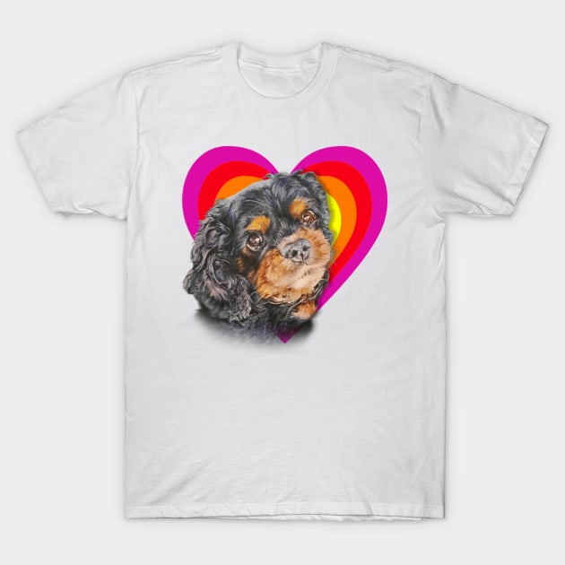 Big brown eyed Cavalier King Charles spaniel T-Shirt by StudioFluffle